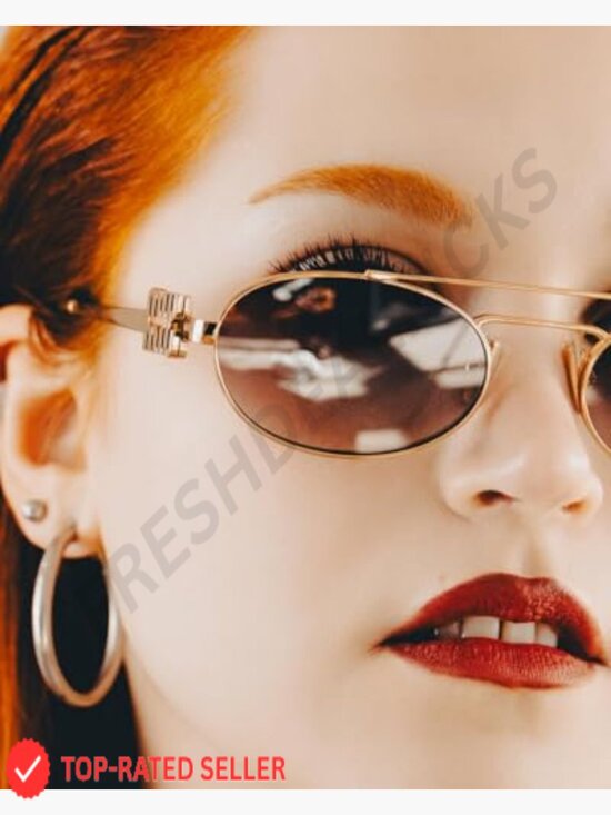 Retro Oval Metal Sunglasses for Women, Y2K Chic Gold Narrow Frame UV400